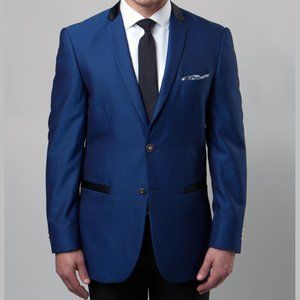 Blue 2-Tone Houndstooth Mens Sport Coat Blazer